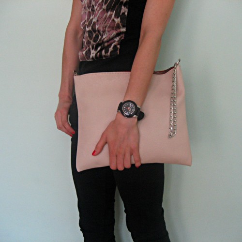 Дамска кожена чанта тип clutch 